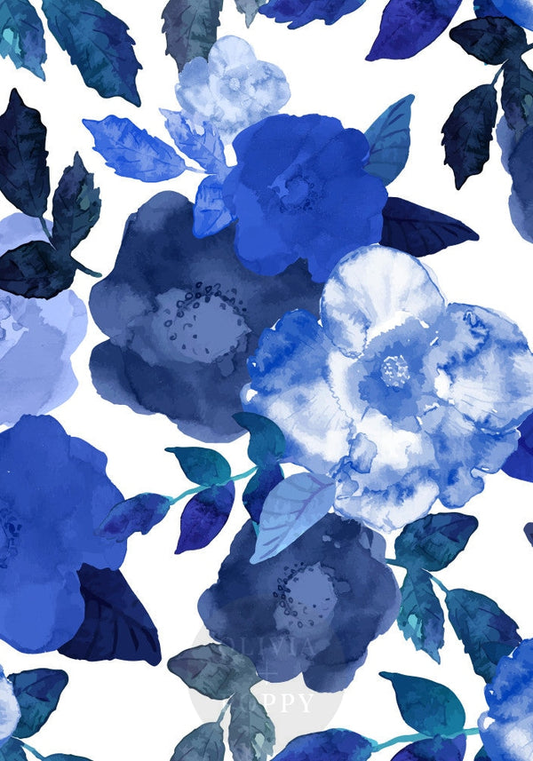 Blue Rose Watercolor Wallpaper Sample