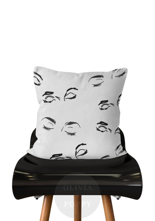 Eye Spye Pillow White + Black / 18 X 90% Feather 10% Down Insert Fabric