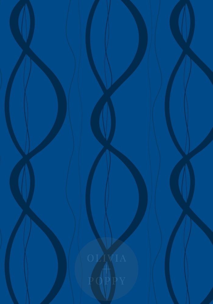 Ribbons + Chains Paste The Wall (Traditional Vinyl) / Blue Navy Wallpaper
