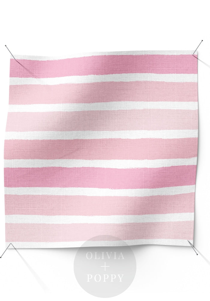 Tattered Stripes Fabric Baby Pink / Yard