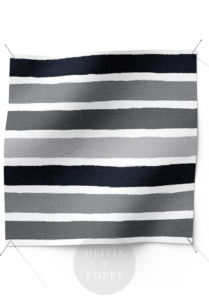 Tattered Stripes Fabric Greys / Yard