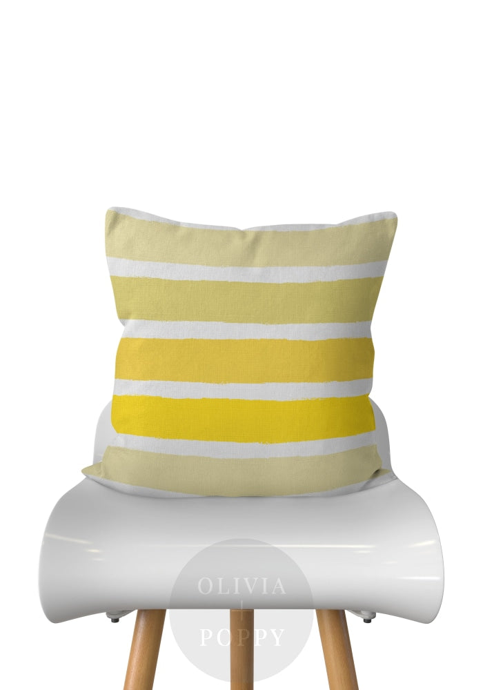 Tattered Stripes Pillow Sunshine / 18 X 90% Feather 10% Down Insert Fabric