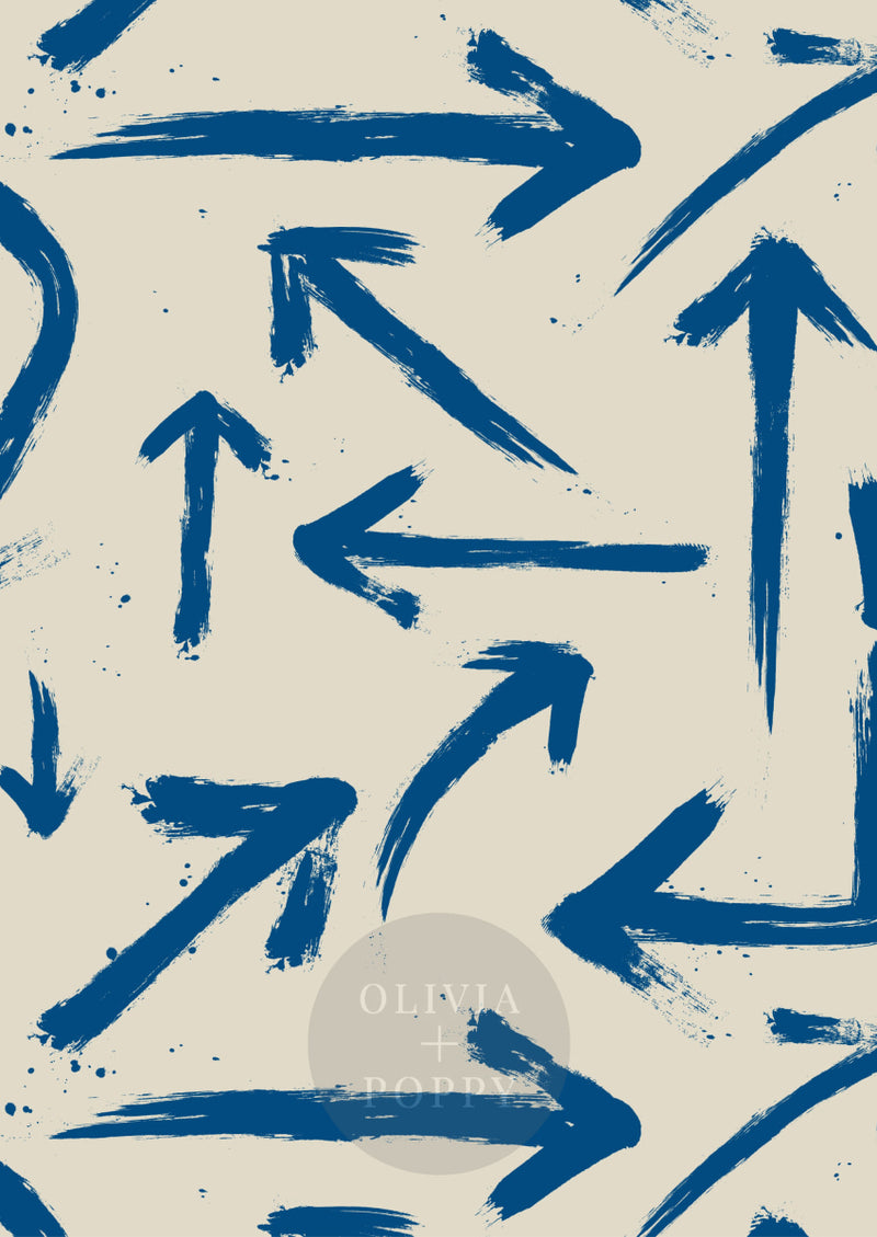 Arrows Wallpaper Sample Paste The Wall (Traditional Paper) / Classic Blue + Porcelain