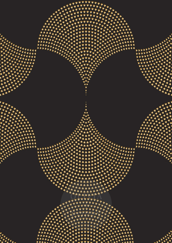 Art Deco Wallpaper Sample Paste The Wall (Traditional Vinyl) / Black + Gold