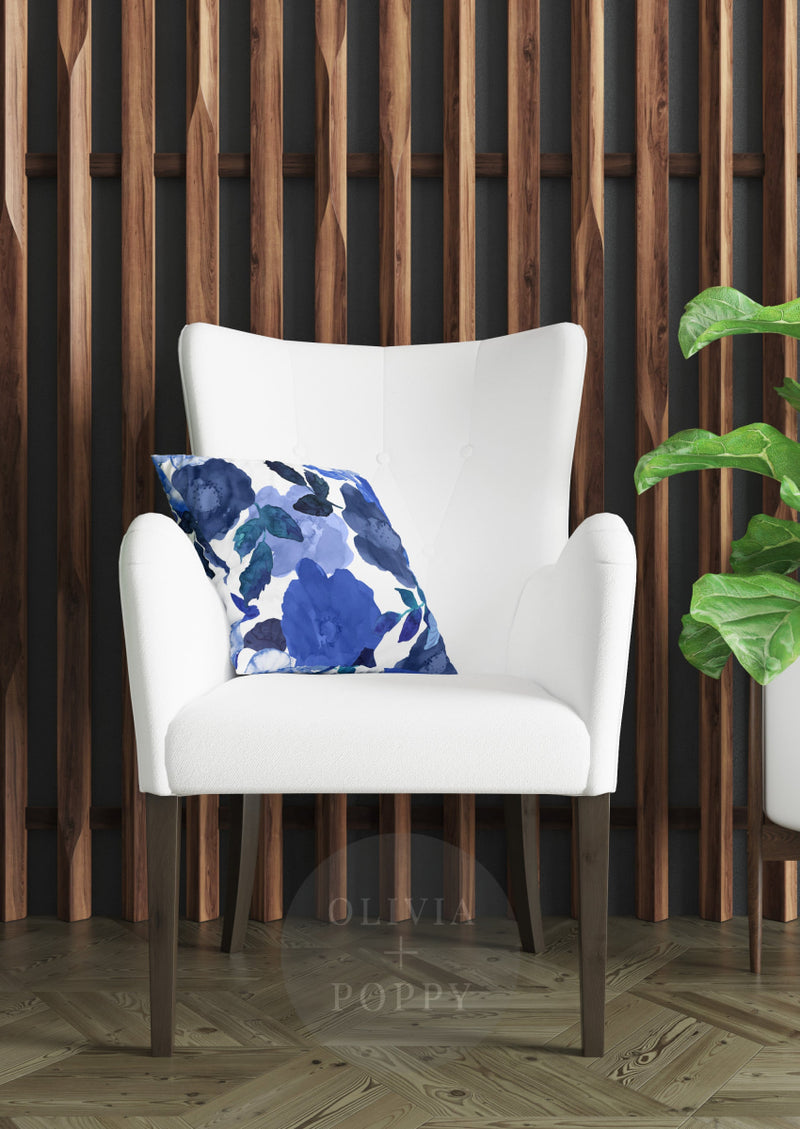 Blue Rose Watercolor Fabric