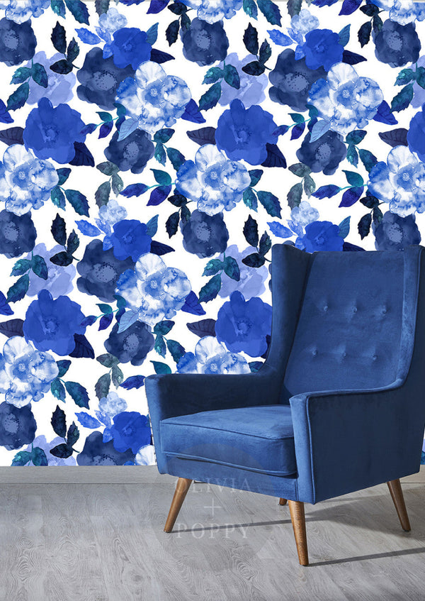 Blue Rose Watercolor Wallpaper
