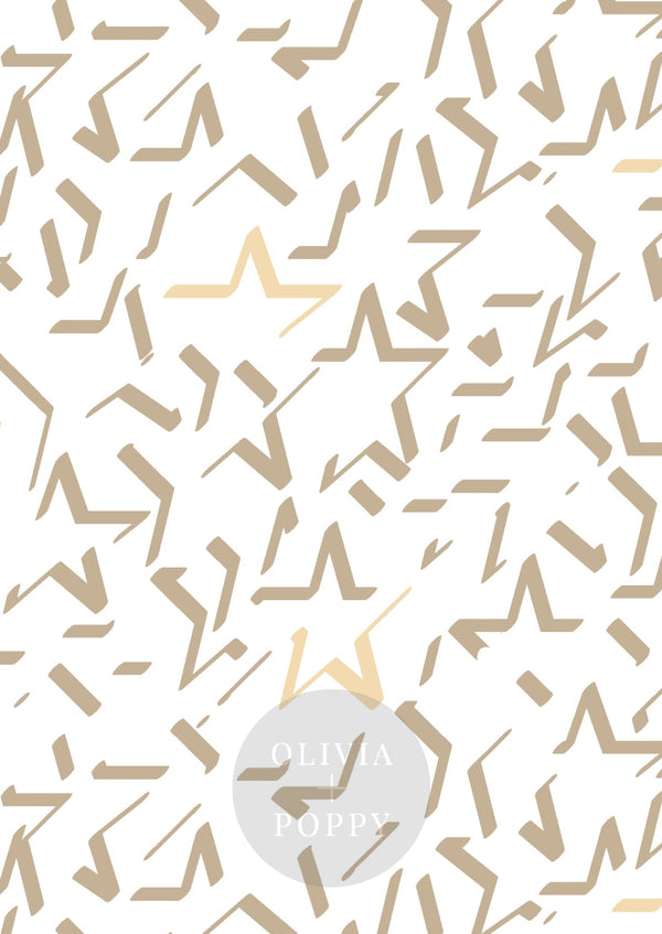 Broken Stars Wheat + Cream White / Paste The Wall (Traditional Vinyl) Wallpaper
