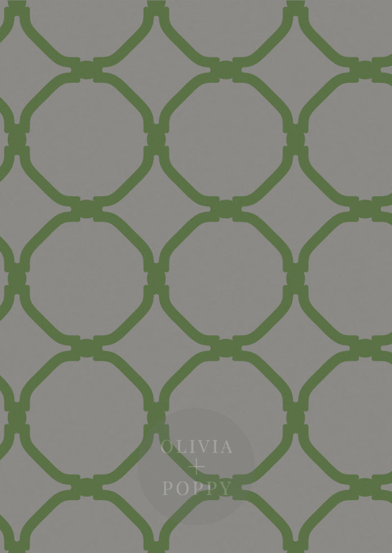 Chic Circles Wallpaper Paste The Wall (Traditional Vinyl) / Grey + Kale