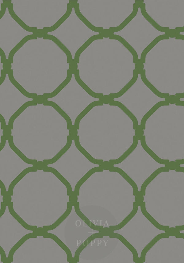 Chic Circles Wallpaper Paste The Wall (Traditional Vinyl) / Grey + Kale