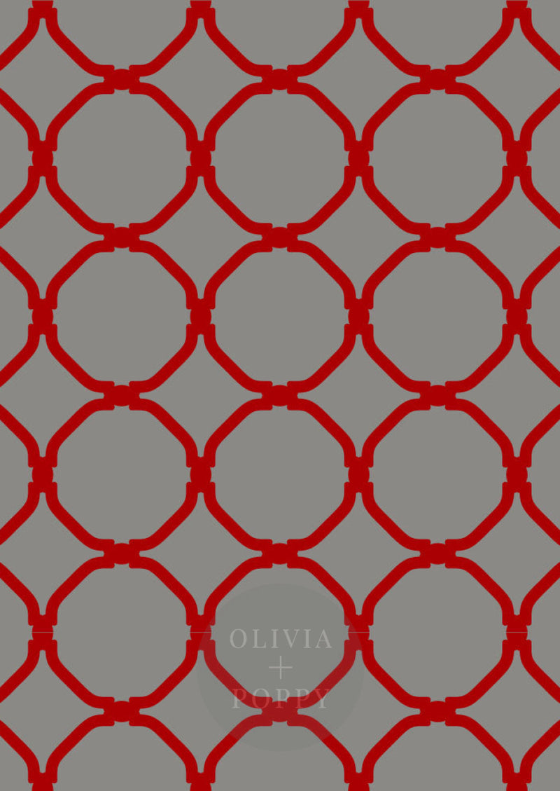 Chic Circles Wallpaper Paste The Wall (Traditional Vinyl) / Grey + Red