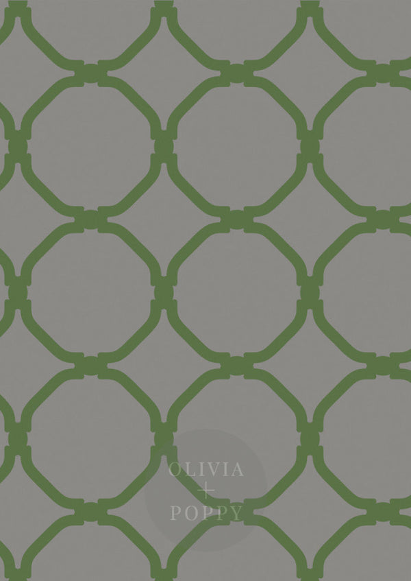 Chic Circles Wallpaper Sample Paste The Wall (Traditional Vinyl) / Grey + Kale