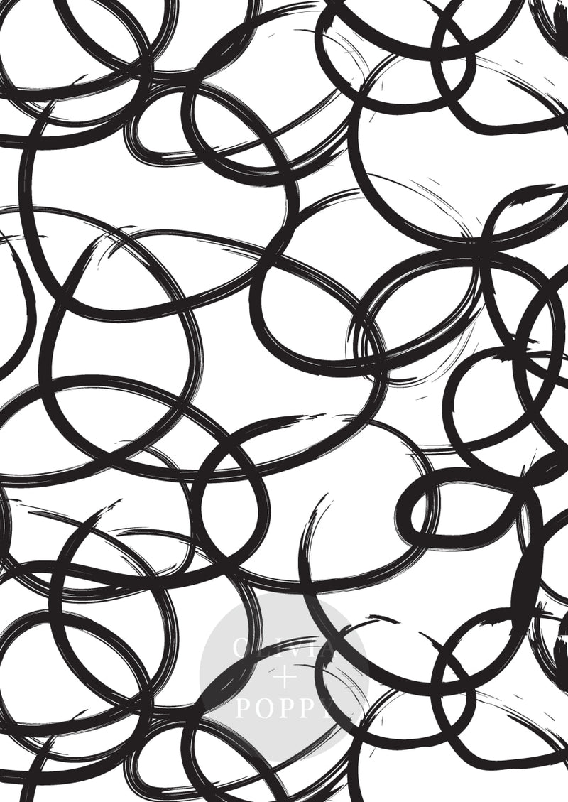 Circle Stroke Wallpaper Sample Paste The Wall (Traditional Vinyl) / Black + White