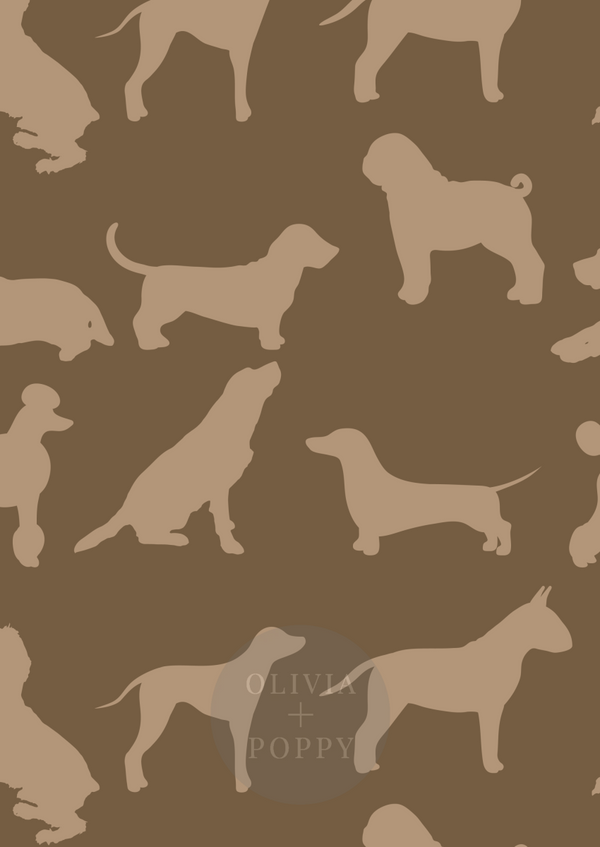 Dog Days Wallpaper Paste The Wall (Traditional Vinyl) / Bow Wow Brown Wallpaper