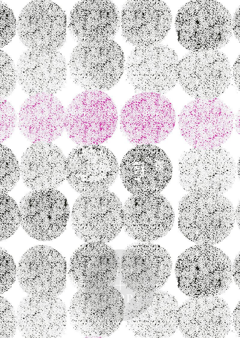 Dotted Line Paste The Wall (Traditional Vinyl) / Black + Electric Pink Wallpaper