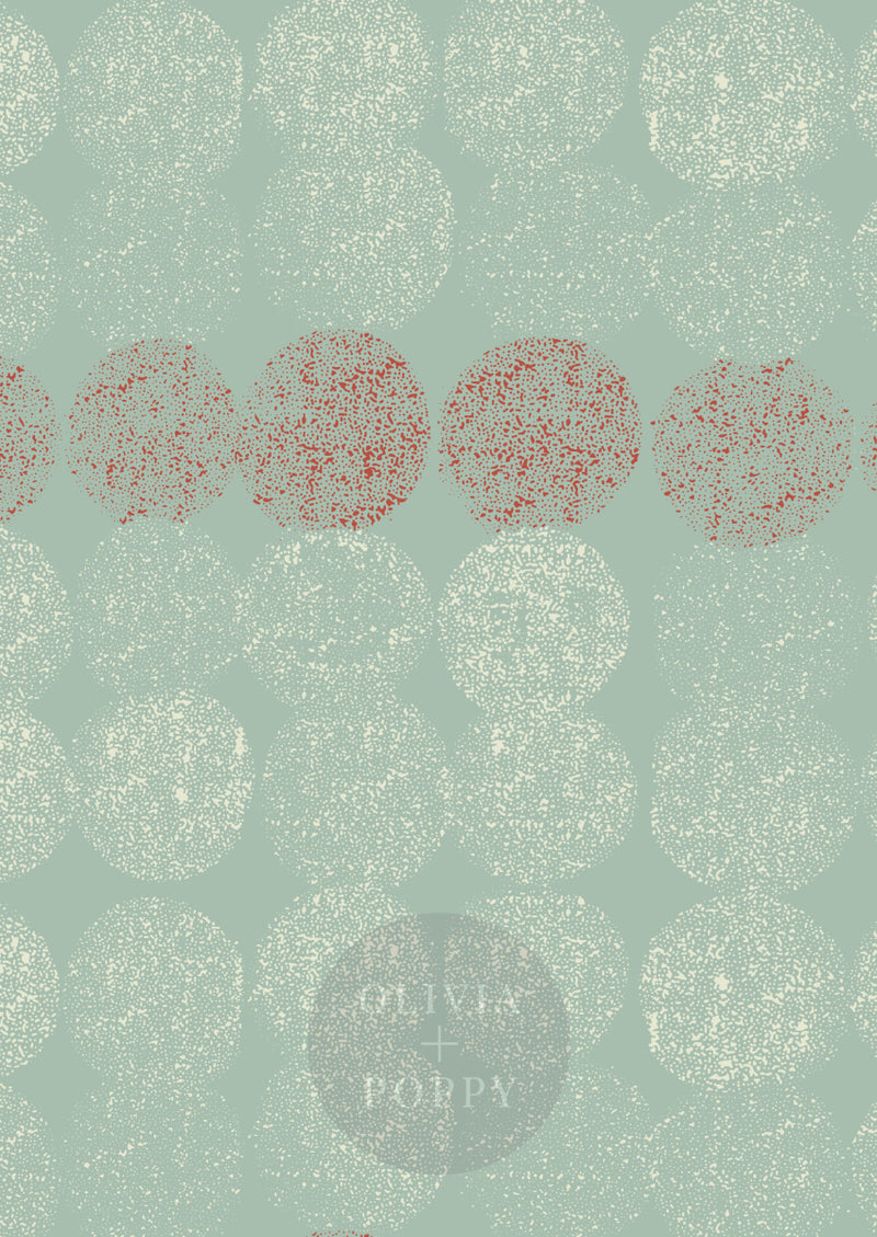 Dotted Line Paste The Wall (Traditional Vinyl) / Sea-Foam + Red Wallpaper