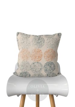 Dotted Line Pillow Blue + Orange / 18 X 90% Feather 10% Down Insert Fabric