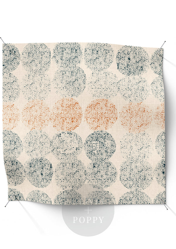 Dotted Lines Fabric Blue + Orange / Yard