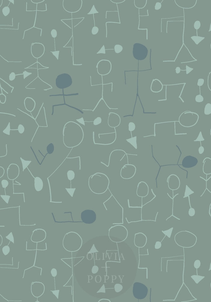 Find Your Center Sample Sage + Bluestone / Paste The Wall (Traditional Vinyl) Wallpaper