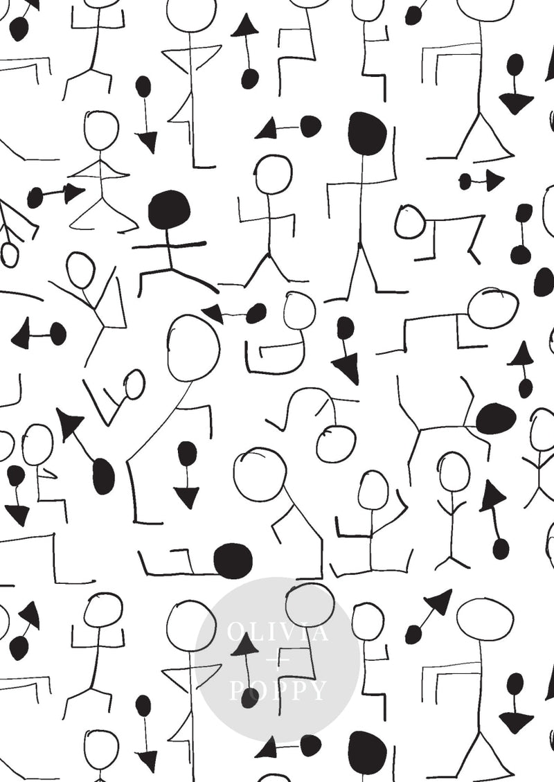 Find Your Center Sample White + Black / Paste The Wall (Traditional Vinyl) Wallpaper