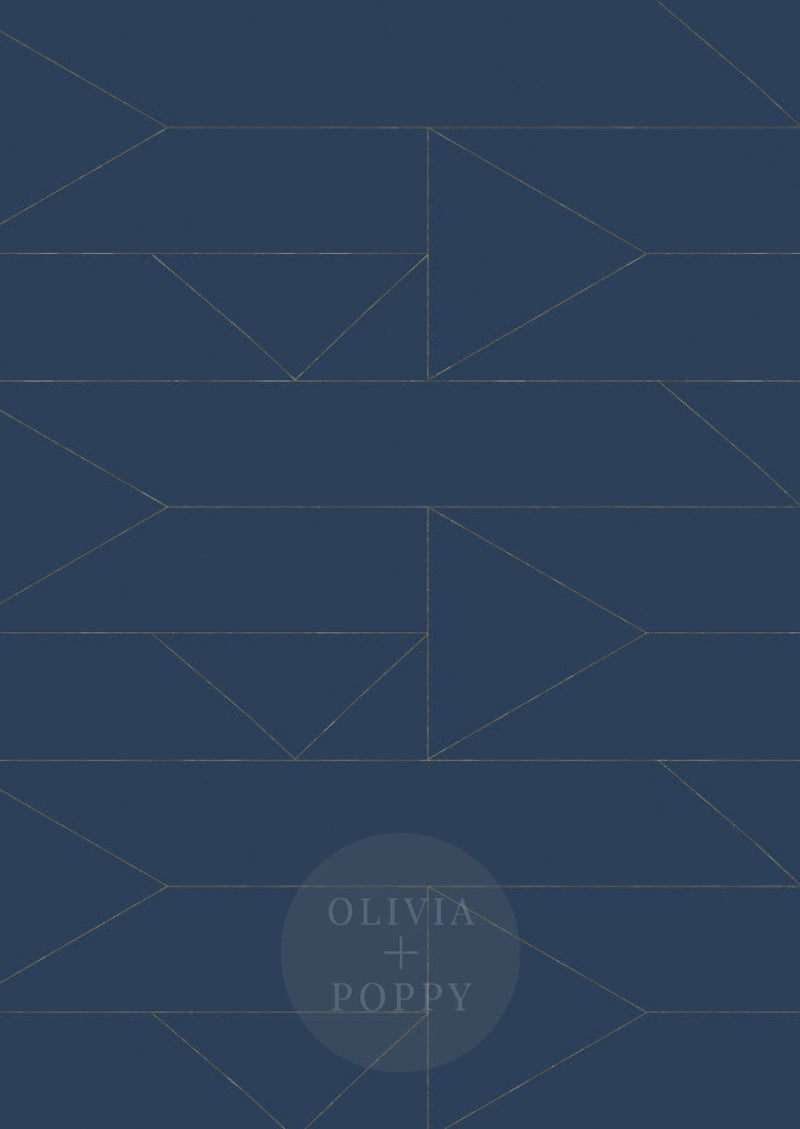 Flagged Wallpaper Sample Paste The Wall (Traditional Vinyl) / Blue Italian + Gold Leaf