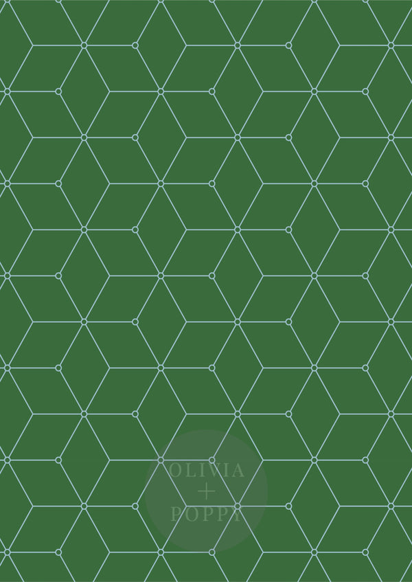 Geo Hex Wallpaper Paste The Wall (Traditional Vinyl) / Forest Green + Sky Blue