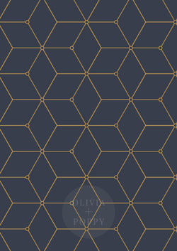 Geo Hex Wallpaper Paste The Wall (Traditional Vinyl) / Navy + Gold