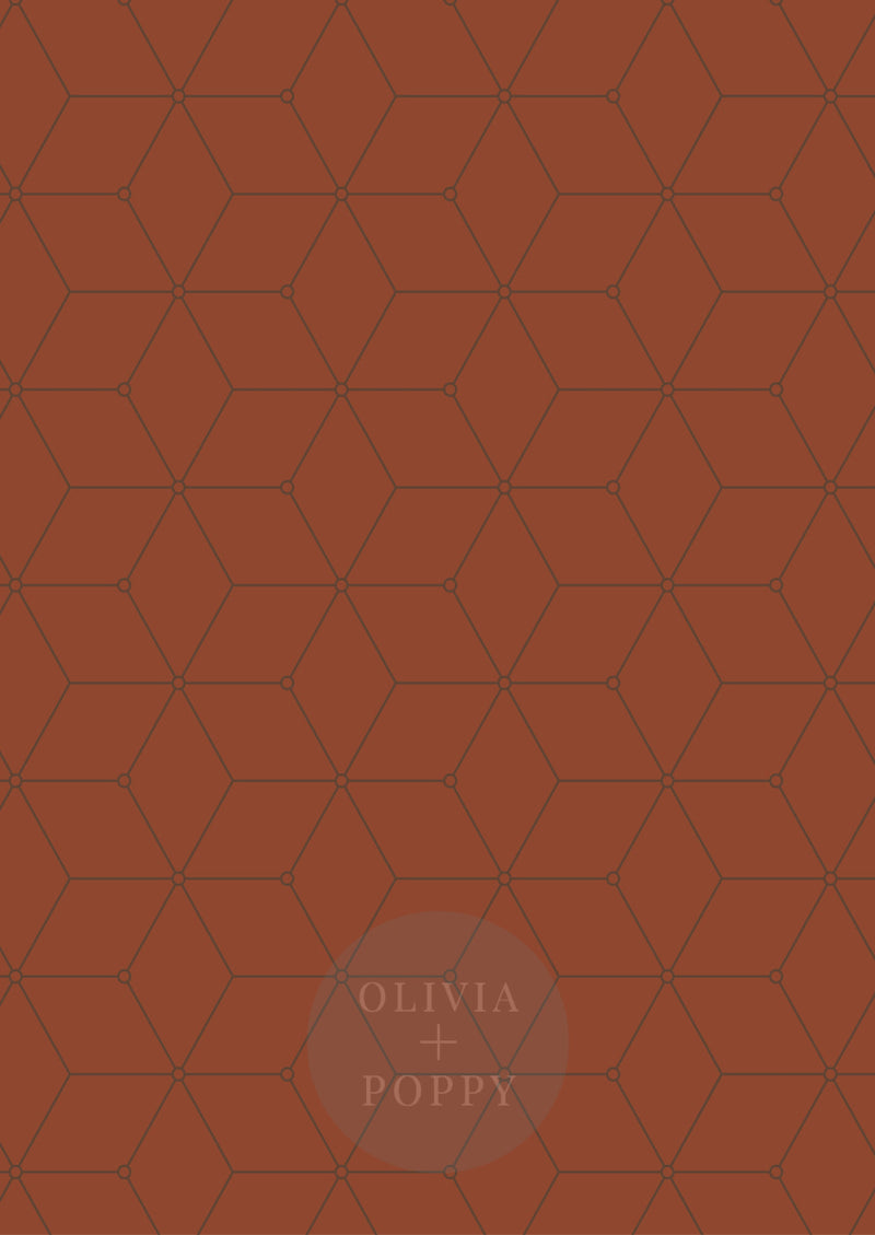 Geo Hex Wallpaper Paste The Wall (Traditional Vinyl) / Rust + Mocha