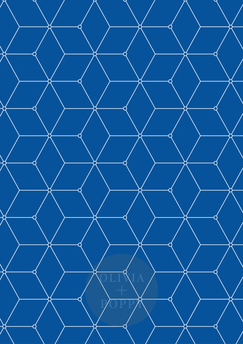Geo Hex Wallpaper Paste The Wall (Traditional Vinyl) / Sapphire + Cool Grey