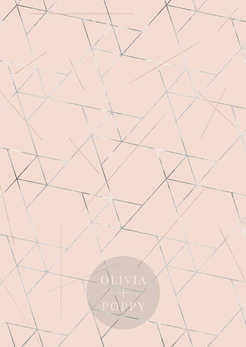 Geo Triangle Wallpaper Paste The Wall (Traditional Vinyl) / Rosé + Silver Leaf
