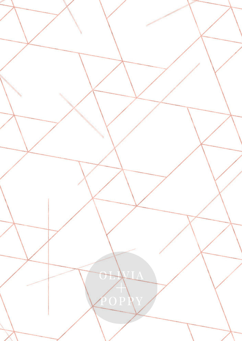 Geo Triangle Wallpaper Paste The Wall (Traditional Vinyl) / White + Rose Gold Leaf