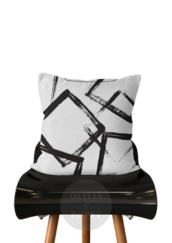 Giant Cubes Pillow White + Black / 18 X 90% Feather 10% Down Insert Fabric