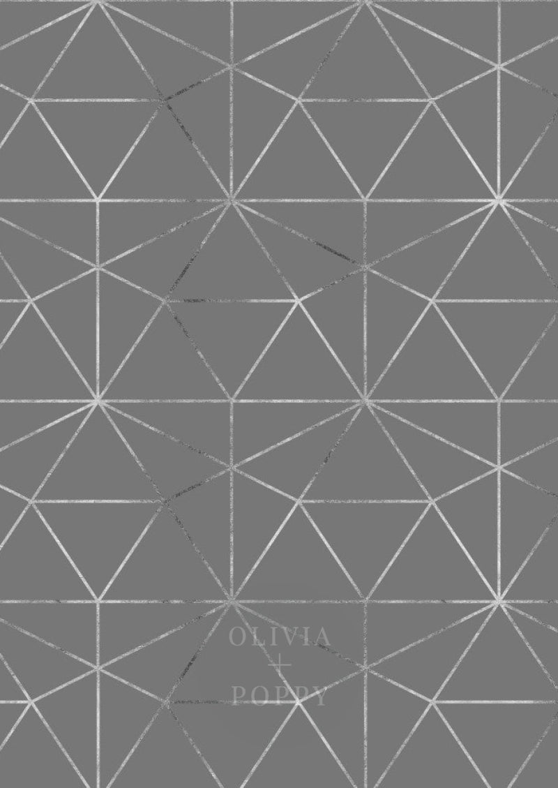 Graphic Quartz Wallpaper Paste The Wall (Traditional Vinyl) / Grey + Silver Leaf