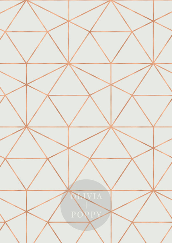 Graphic Quartz Wallpaper Sample Paste The Wall (Traditional Vinyl) / White Ivory + Rose Gold