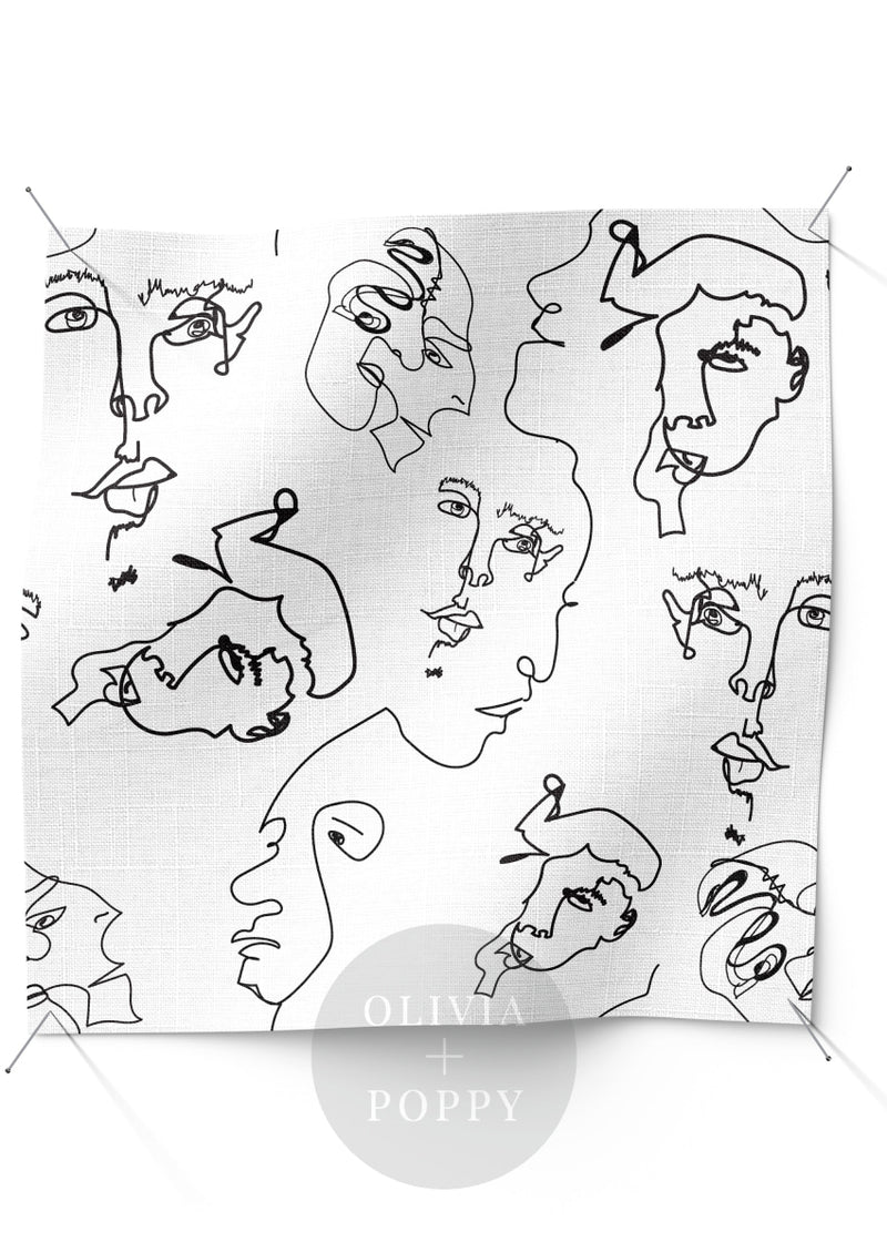 Lets Face It! Fabric White + Black / Yard