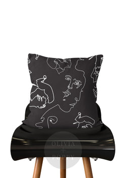 Lets Face It! Pillow Black + White / 18 X 90% Feather 10% Down Insert Fabric