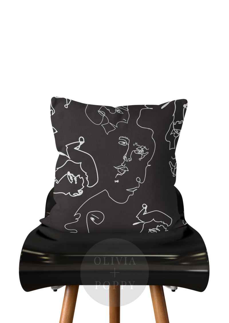 Lets Face It! Pillow Black + White / 18 X 90% Feather 10% Down Insert Fabric