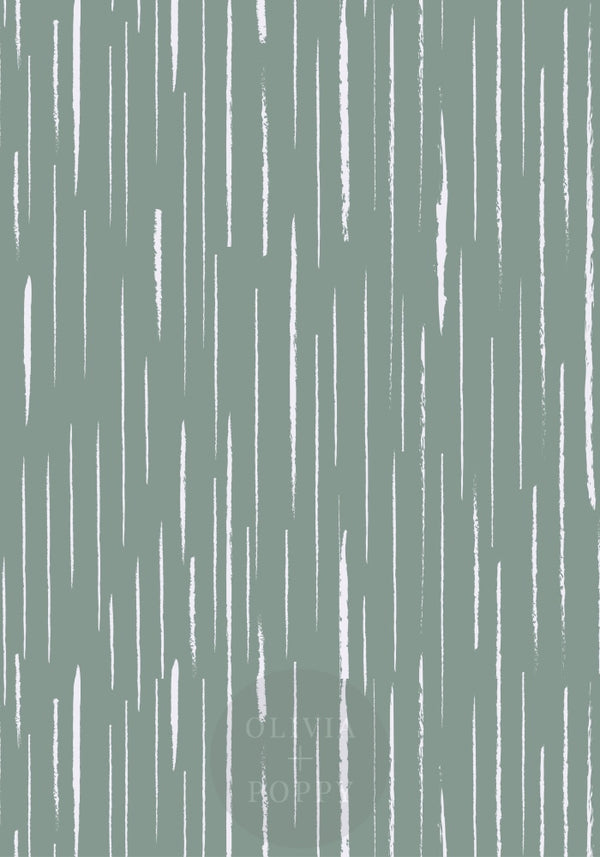 Lines Wallpaper Sample Paste The Wall (Traditional Vinyl) / Sage + White