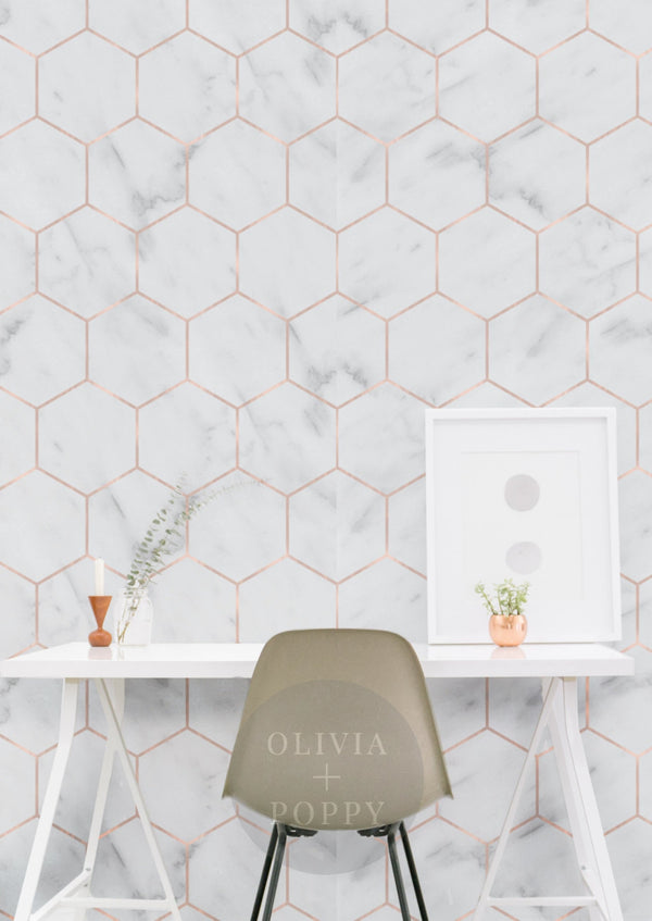 Marble Hexagon Wallpaper Sample