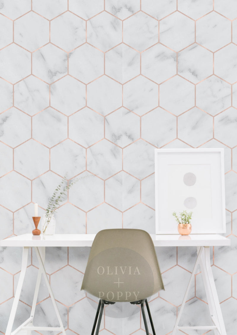 Marble Hexagon Wallpaper Sample