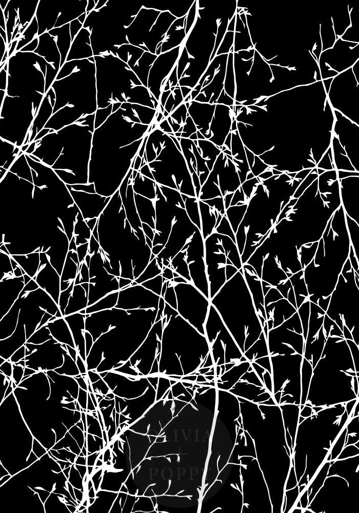 Metallic Branch Entanglement Wallpaper Sample Paste The Wall (Traditional) / Black Lacquer+ White