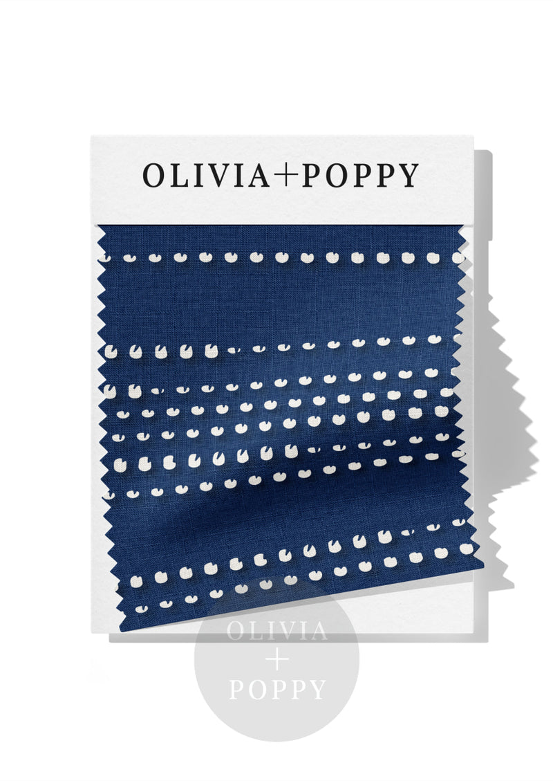 Morse Code Fabric Navy + Coconut / 8 X Swatch
