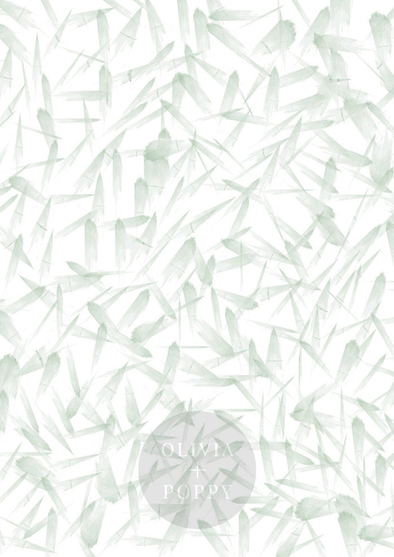Painted Leaves Wallpaper Eco-Friendly (Traditional) / Smoke + Green