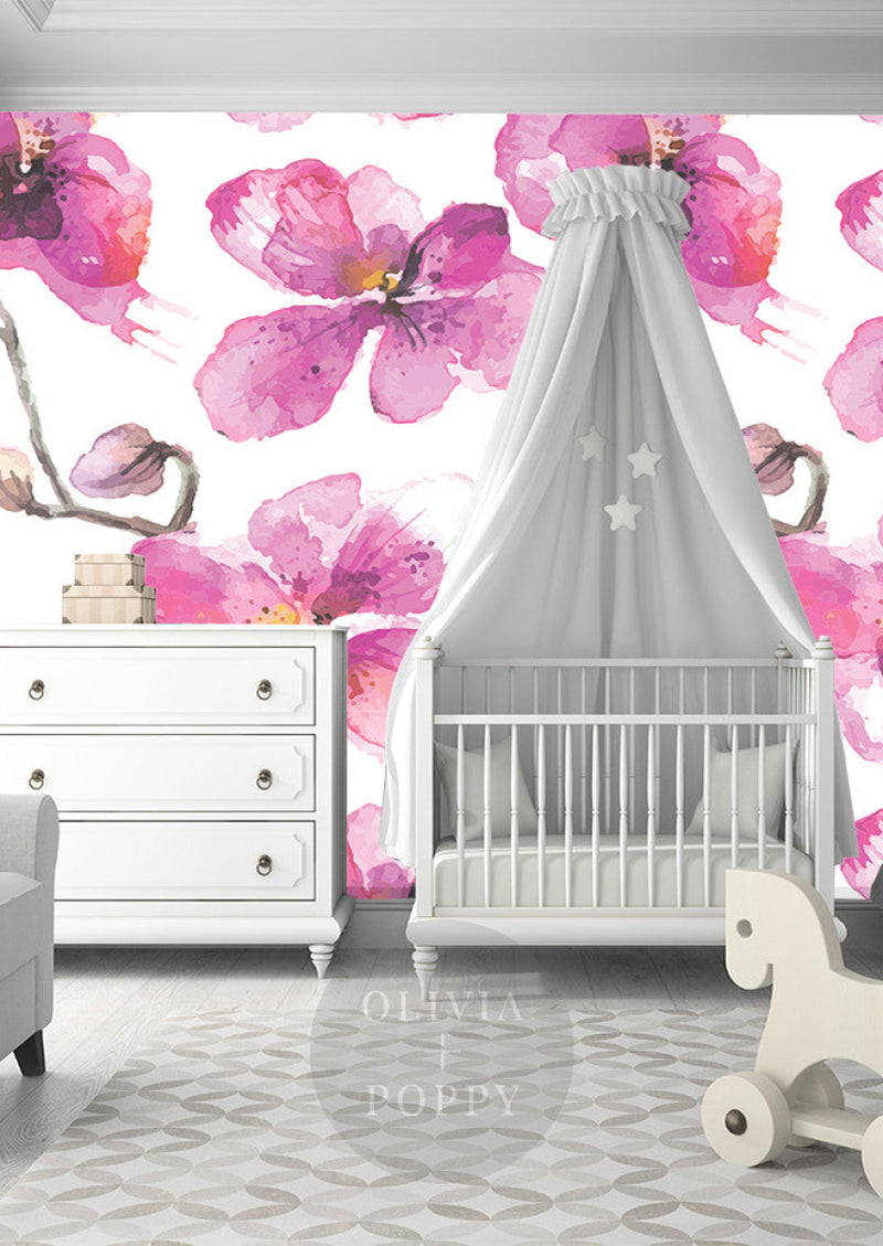 Pink Orchid Wall Mural Sample Wallpaper