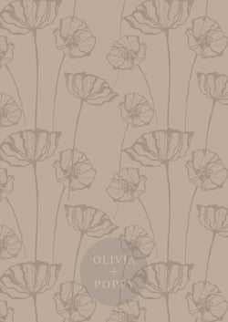 Poppy Sketch Wallpaper Paste The Wall (Traditional Vinyl) / Dark Brown Duet
