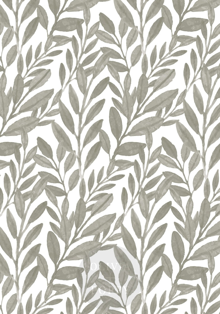 Reef Watercolor Wallpaper Paste The Wall (Traditional Vinyl) / Olive + White