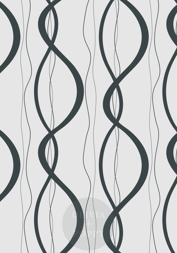 Ribbons + Chains Paste The Wall (Traditional Vinyl) / Black Grey Wallpaper