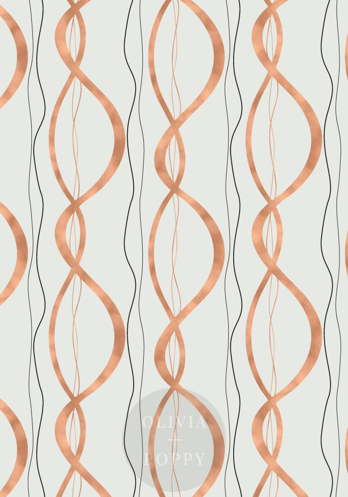 Ribbons + Chains Paste The Wall (Traditional Vinyl) / White Ivory Rose Gold Wallpaper