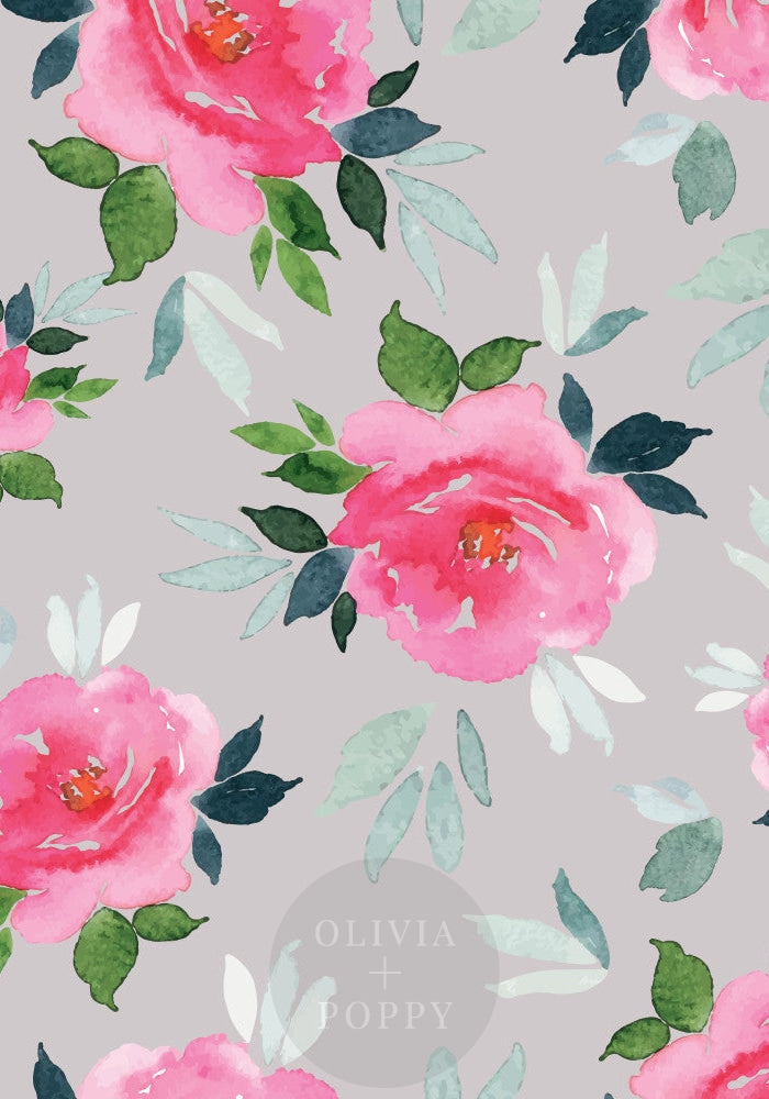 Simoney Peonies Wallpaper Paste The Wall (Traditional Vinyl) / Fawn + Pink