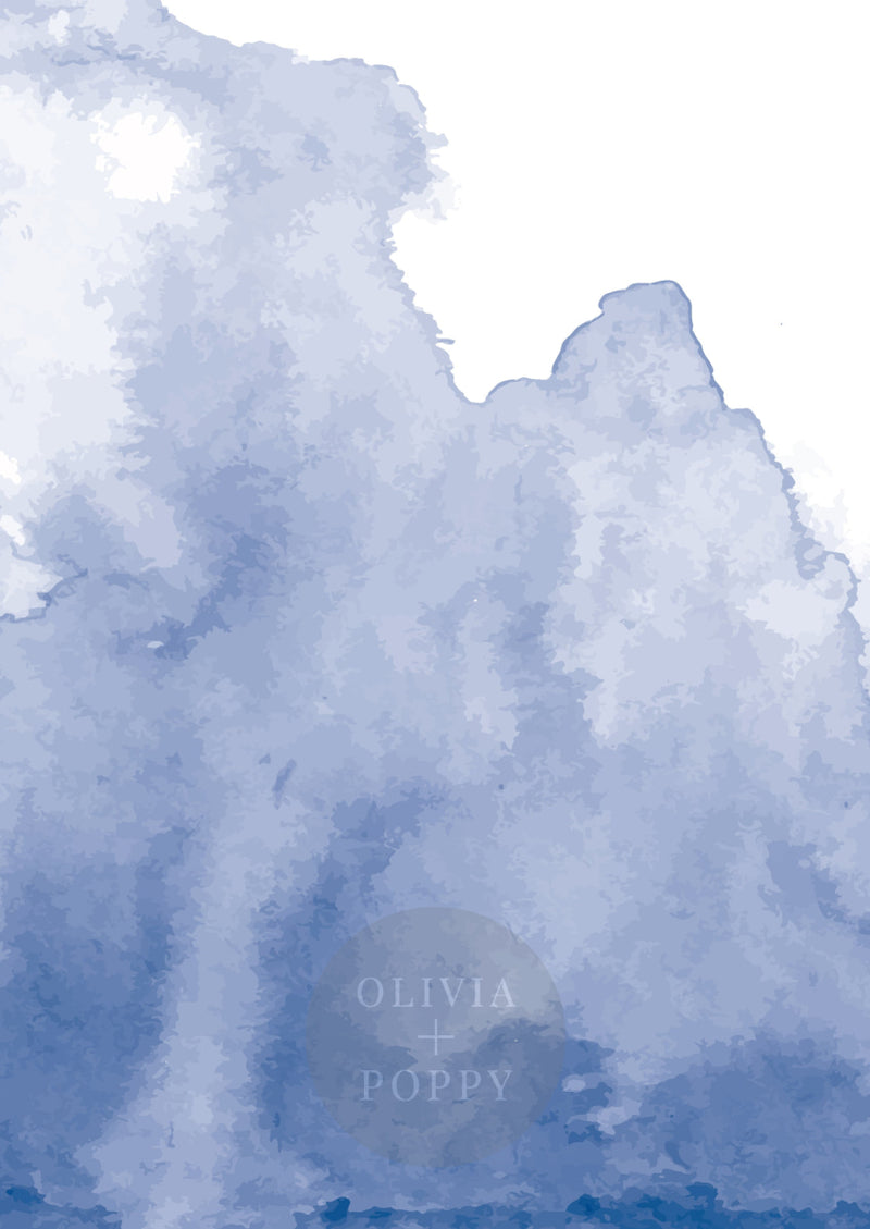 Spill Watercolor Wall Mural 8 Ft X 12 / Blue + White Paste The (Traditional Vinyl) Wallpaper