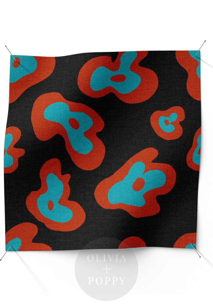 Spot On Fabric Flame + Turquoise / Yard